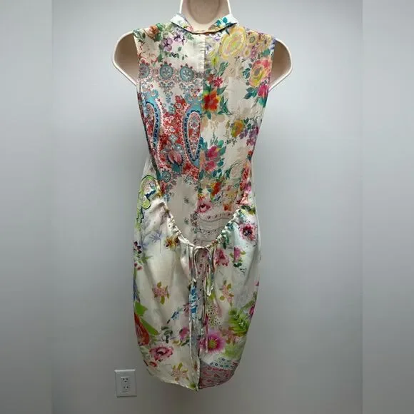 Johnny Was Floral Rayon Drawstring Tunic M